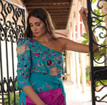 Turquoise Embroidered Shawl Top 70.207€ #50403CT0207A
